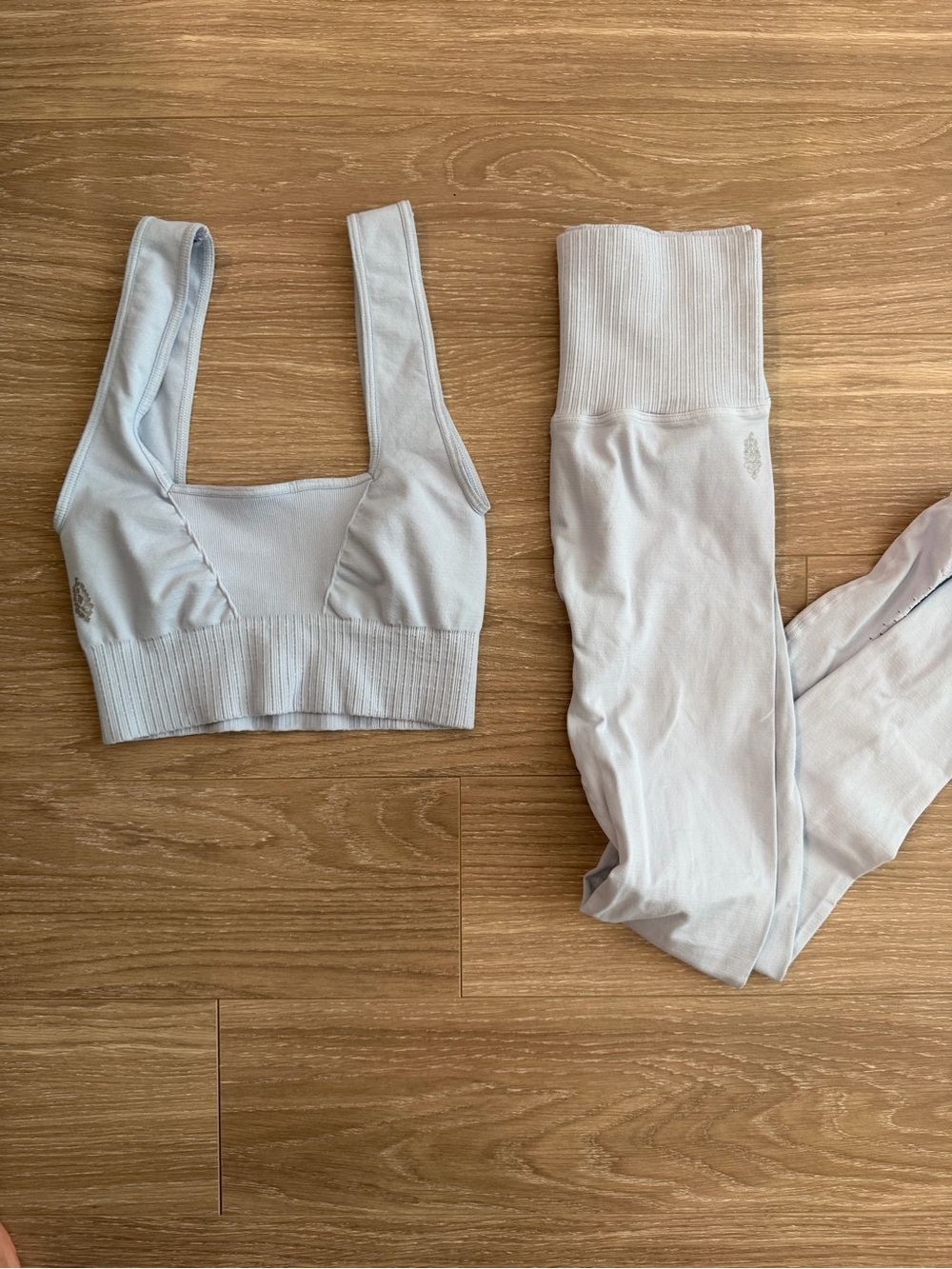 Free People Light Blue Sports Bra & Legging Set. Size S